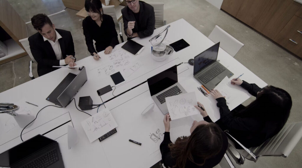 Meeting around desk