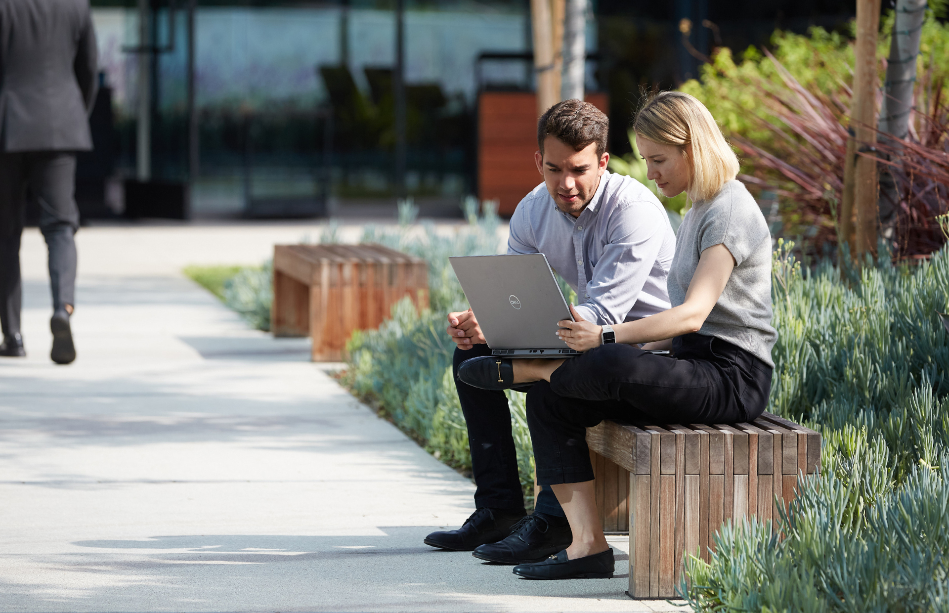 Two sitting on bench